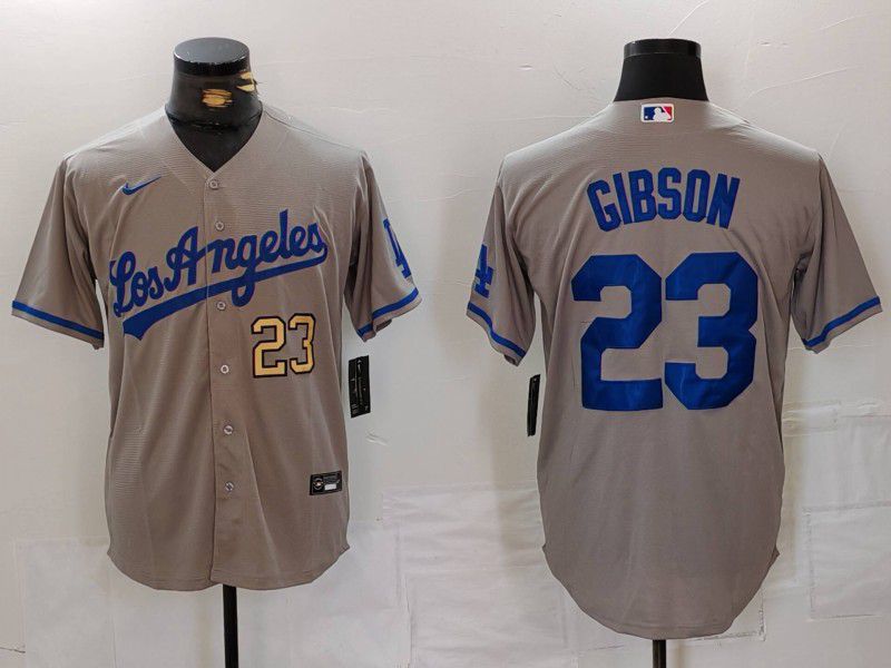 Men Los Angeles Dodgers #23 Gibson Grey Nike Game 2024 MLB Jersey style 2->los angeles dodgers->MLB Jersey